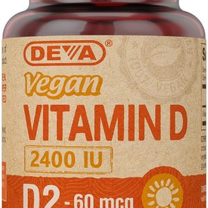 DEVA Vegan Vitamin D2 60 mcg 2400 IU, Ergocalciferol Supplement with No Animal Ingredients, 90 Tablets, 1-Pack