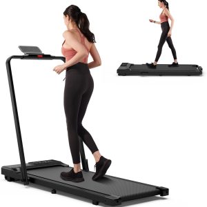 DeerRun 3 in 1 Walking Pad Treadmill, 300 Weight Capacity Foldable Treadmill, 3.0HP Low Noise Under Desk Treadmills for Home Office with Remote & APP