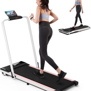 DeerRun Walking Pad Treadmill 3 in 1 Under Desk Treadmill, 3.0HP Low Noise Portable Treadmill for Home & Office, 300LBs Weight Capacity Folding Treadmill with Remote Control & Smart APP