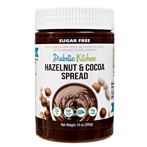 Diabetic Kitchen Sugar Free Hazelnut Cocoa Spread – Low Carb Chocolate Dessert Spread – w/Prebiotics, No Erythritol, Artificial Sweeteners or Sugar Alcohols, 1 Net Carb & 9g Fiber