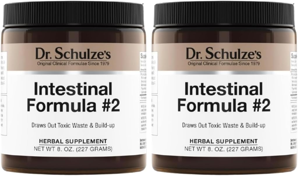 Dr. Schulze's | Intestinal Formula #2 | Herbal Colon Cleanse Formula | Natural Detox Powder| Dietary Supplement | Remove Excess Waste, Poisons & Build-Up | Gastroenteric Vacuum | 8 Oz. Jar (2 Pack)