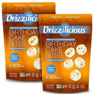 Drizzilicious Mini Rice Cakes Birthday Cake – Rice Crisps, Healthy Snack for Adults and Kids, Flavored Rice Cakes, Vegan, Gluten Free, Allergen Free, Only 90 Calories Per Serving – 4 oz (Pack of 2)