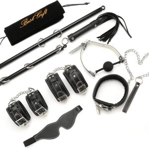 Expandable Spreader Bar with 22pcs Lichi Red Adjustable Straps Indoor Sport Fitness Equipment for Home Gyms Training Tool (2pcs Black+Black Kit)