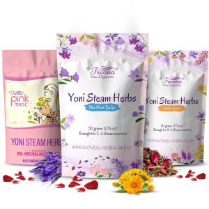 FIVONA Set of 3 Yoni Steam Herbs – Natural Herbal Mix – 100% Pure Organic Blend – V Detox, Cleansing, PH Balance for Women – Revitalizing & Rejuvenating Care – 6 to 12 Sessions – 3X 1.76 oz