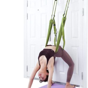 Flurries👍 Aerial Yoga Door Hanging Trapeze Sling Kit – Air Flying Yoga Hammock Swing Set – Antigravity Inversion Tool – Gravity Yoga Exercise Flexibility Trainer for Beginner Gym Home Fitness (Green)