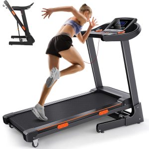 Foldable Treadmills for Home, 3.5HP Auto Incline Treadmill with 17.4 Inch Wide Belt and Handle Bar, 300 lb Capacity, Portable Running Machine Walking Pad Treadmill