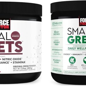 Force Factor Total Beets Drink Mix Superfood Powder with Nitrates to Support Circulation,Blood Flow & Smarter Greens Daily Wellness Powder to Support Energy, Immunity & Digestion
