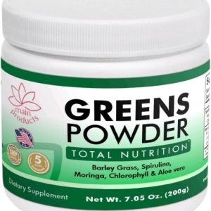 Greens Powder Total Nutrition, Net Wt 7.05 Oz (200g) Barley Grass, Spirulina, Moringa, Chlorophyll and Aloe Vera.
