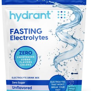 HYDRANT Bulk Fasting Electrolytes, Unflavored Zero Sugar Fasting Supplement Powder, Paleo, Keto, and Vegan Friendly, Daily Hydration (50 Servings)