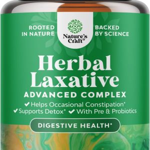 Herbal Laxative Capsules with Probiotics – Gentle Laxative for Women and Men with Senna Leaf Psyllium Husk and Cascara Sagrada – Senna Pills for Colon Cleanse and Detox Support (30 Servings)
