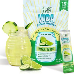 Hydration Sugar-Free Powder Packets |Electrolyte Agua Fresca Drink Mix |Cucumber Limeade |15 Single Serve Sticks |Low Calorie, Natural Colors and Natural Flavors