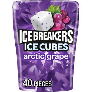 ICE BREAKERS Ice Cubes Arctic Grape Sugar Free Chewing Gum Bottle, 3.24 oz (40 Pieces)