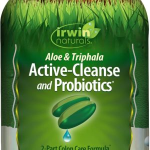 Irwin Naturals Aloe & Triphala Active Cleanse + Probiotics – 60 Liquid Softgels – Natural Digestive Support – Gentle, Effective Detox + Elimination 2-Part Colon Care – Nourish + Balance