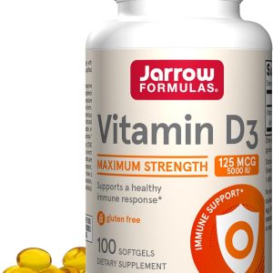 Jarrow Formulas Vitamin D3 125 mcg (5000 IU) – 100 Servings (Softgels) – Bone Health, Immune Support & Calcium Metabolism Support – Vitamin D Supplement – D3 Vitamins – 5000 IU Vitamin D – Gluten Free
