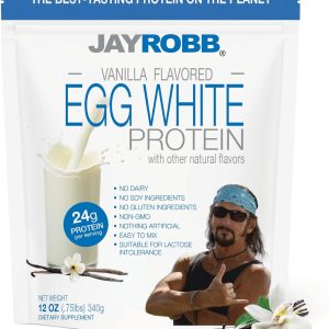 Jay Robb Vanilla Egg White Protein Powder, Low Carb, Keto, Vegetarian, Gluten Free, Lactose Free, No Sugar Added, No Fat, No Soy, Nothing Artificial, Non-GMO, Best-Tasting, (12 oz, Vanilla)
