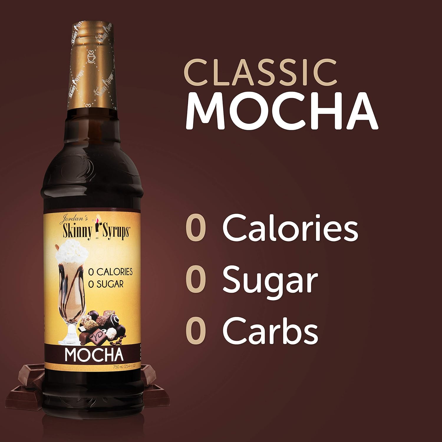 Jordan’s Skinny Syrups Mocha, Sugar Free Coffee Flavoring Syrup, 25.4 Ounce Bottle - Image 2