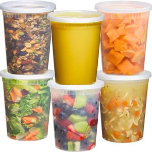 JoyServe 32 Oz Deli Food Containers with Lids – (36 Sets) Quart Size Airtight Food Storage Takeout Meal Prep Containers To Go with 36 Lids, BPA-Free, Dishwasher, Microwave Safe