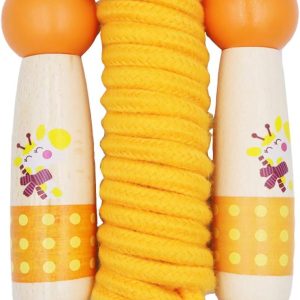 Jump Rope for Kids Adjustable Length Cotton Rope with Wooden Handle for Boys and Girls Sport Fitness Exercise