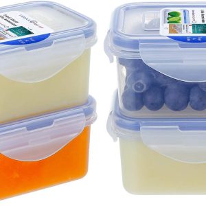KIGI 4 PACK 6OZ Plastic Small Containers with Lid Portion Control Mini Bento Box Leaf-proof To-go Container Salad