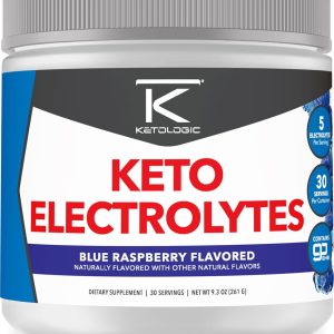 Ketologic Keto Electrolyte Powder (Blue Raspberry) 30 Servings – Sugar-Free Hydration Drink Mix with goBHB Complex