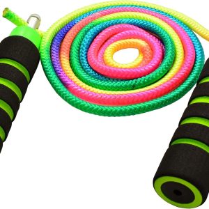 Kids Jump Rope – Anna’s Rainbow Rope – Durable Child Friendly Skipping Rope – Exercise Toy for Playground with Lightweight Foam Handles and Vibrant Colors – 7ft Tie Dye