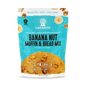 Lakanto Sugar Free Banana Nut Muffin and Bread Mix – Sweetened with Monk Fruit Sweetener, 2g Net Carbs, Gluten Free, Naturally Flavored, Keto Diet Friendly, Dairy Free (12 Muffins)