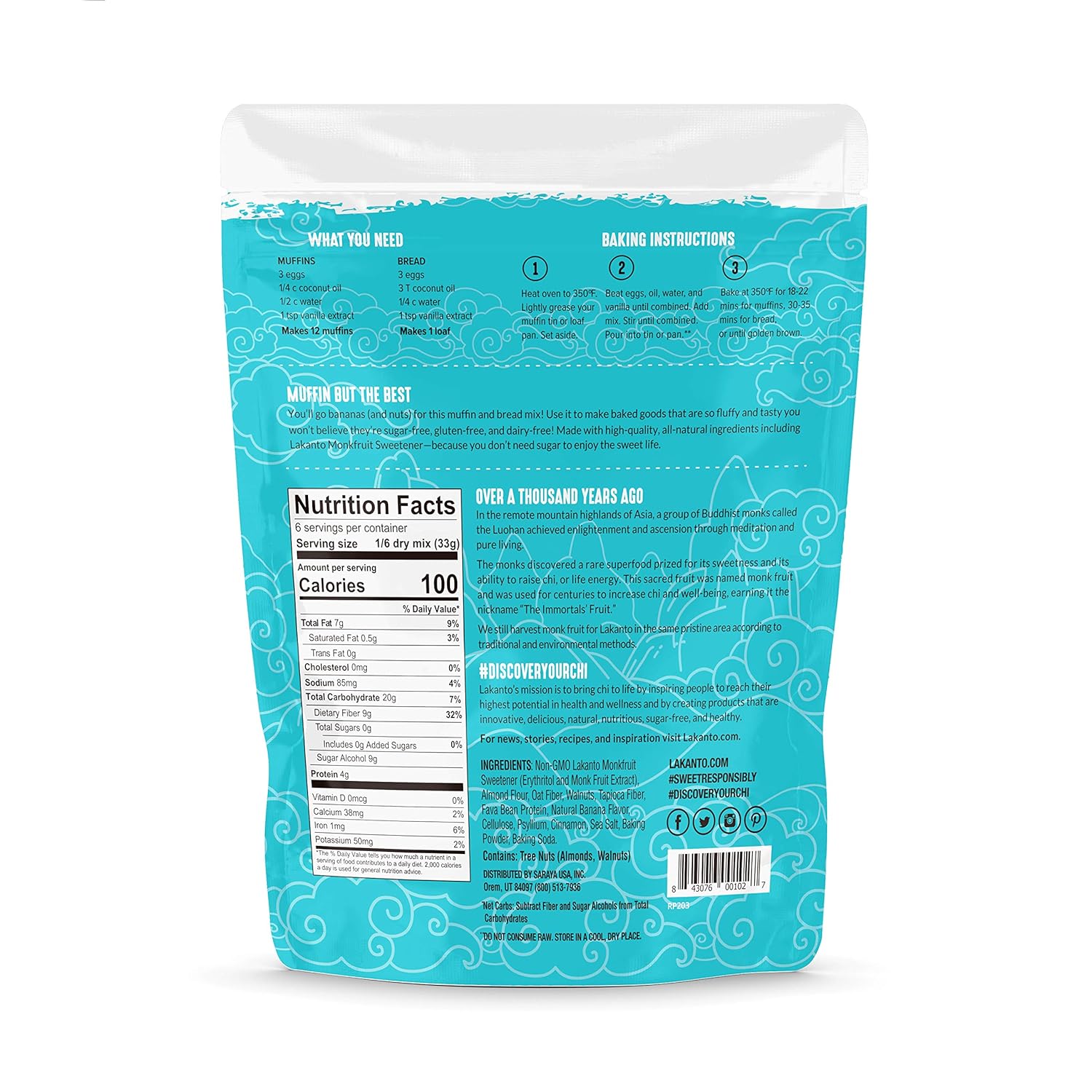 Lakanto Sugar Free Banana Nut Muffin and Bread Mix - Sweetened with Monk Fruit Sweetener, 2g Net Carbs, Gluten Free, Naturally Flavored, Keto Diet Friendly, Dairy Free (12 Muffins) - Image 2