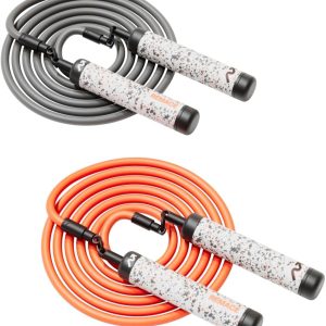 Level 1 Weighted Jump Rope Set – (1/4LB, 1/2LB) Workout Ropes – For Fitness, Exercise and Boxing – Speed Ropes For Beginner to Intermediate Jumpers – Two Ropes Included