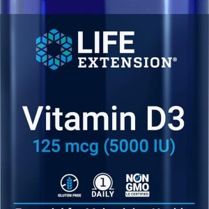 Life Extension Vitamin D3 5000 IU, 120 Softgels, 125mcg