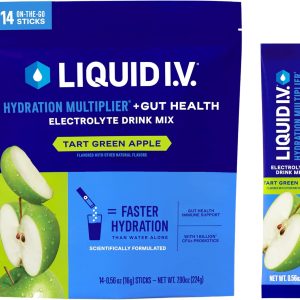 Liquid I.V.® Hydration Multiplier® +Gut Health – Tart Green Apple | Electrolyte Powder Drink Mix | 1 Pack (14 Servings)