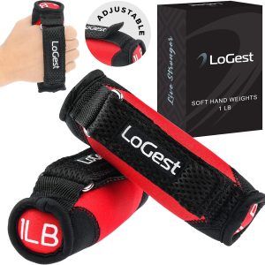 LoGest Soft Hand Weights Adjustable Straps – Comes in 1LB Weights or 2LB or 3LB 4LB – Comfortable & Secure Weighted Neoprene Dumbbells with Straps for Walking Running Cardio Workout Physical Therapy