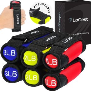 LoGest Soft Hand Weights with Adjustable Straps – Comes in 1LB Weights 2LB or 3LB 4LB – Comfortable Secure Weighted Neoprene Dumbbells with Straps for Walking Running Cardio Workout Physical Therapy