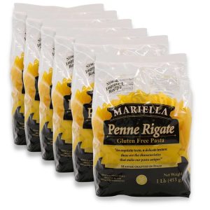 Mariella 6 Pack, Gluten Free Penne Rigate Pasta, Ingredients: Rice and Corn Flour Only, Product of Italy, 6 pack x 1 lb