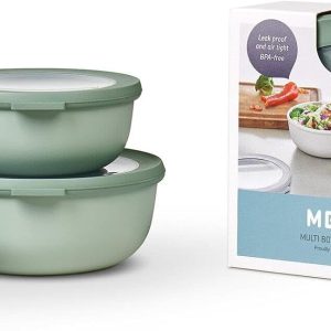 Mepal – Multi Bowl Cirqula 3-Piece Set – Food Storage Container with Lid – Suitable as Airtight Storage Box for Fridge & Freezer, Microwave Container & Servable Dish – 350, 750, 1250ml – Nordic Sage