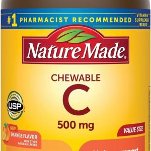 Nature Made Chewable Vitamin C 500 mg Tablets, 150 Count Value Size to Help Support the Immune System