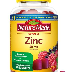 Nature Made Extra Strength Zinc Supplements 30 mg, Dietary Supplement for Immune Health and Antioxidant Support, 60 Zinc Gummies, 30 Day Supply