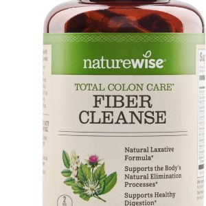 NatureWise Total Colon Care Fiber Cleanse with Herbal Laxatives, Prebiotics, & Digestive Enzymes for Healthy Elimination, Safe Digestion & Weight, Detox, & Gut Health [1 Month Supply – 60 Count]