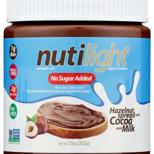 Nutilight No Sugar Added Hazelnut Spread with Cocoa and Milk, Keto and Diabetic Friendly, Non-GMO, Gluten-Free, and Soy-Free, 11 Oz (Pack of 2)