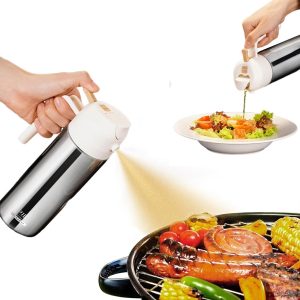 Oil Dispenser for Kitchen, 2 in 1 Stainless Steel Oil Sprayers, Oil Sprayer for Cooking and Olive Oil Dispenser Spray Bottle, pourer for Air Fryer, Barbecue, Salad (360ml), 24A0624