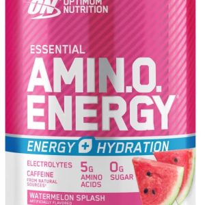 Optimum Nutrition Amino Energy Powder Plus Hydration, with BCAA, Electrolytes, and Caffeine, Watermelon Splash, 30 Servings (Packaging May Vary)