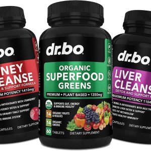 Organic Superfood Greens & Fruit Supplements – Liver Kidney Cleanse Detox Support Supplement – Green Veggie Powder Blend Vegetable Foods & Help Repair Kidneys, Bladder Control & Urinary Tract Health