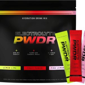 PWDRS Electrolytes | All Natural Electrolyte Packets | Zero Added Sugar | 5,000mg Coconut Water for Fast Hydration | Non-GMO, No Sucralose | 15 Sticks