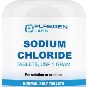 Puregen Labs Sodium Chloride Tablets 1 gm (1000 mg), USP | (15.4gr.) | 100 Count | Normal Salt Tablets | Made in USA | Electrolytes Replenisher Hydration Drink