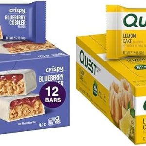 Quest Nutrition Crispy Blueberry Cobbler Hero Protein Bar, 16g Protein, 1g Sugar, 3g & Lemon Cake Protein Bars, High Protein, Low Carb, Gluten Free, Keto Friendly
