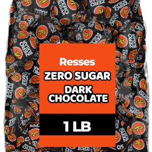 Reeces Zero Sugar Dark Chocolate Peanut Butter Miniatures Cups, 1 lb Bag – Sugar-Free Keto-Friendly Dark Chocolate Treats