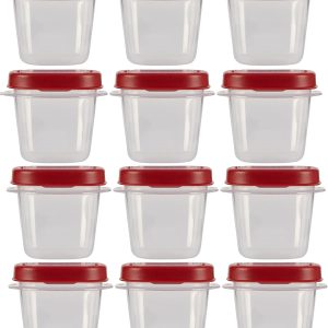 Rubbermaid Easy Find Lids Food Storage Containers, 0.5 Cup, Clear With Red Lids 12 Pack (12 Cups)