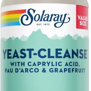 SOLARAY Yeast Cleanse, Detox Cleanse for Healthy Yeast Balance Support, with Caprylic Acid, PAU d’Arco, Licorice Root Extract and Grapefruit Seed Extract, 60-Day Guarantee, 60 Servings, 360 VegCaps
