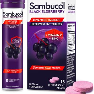 Sambucol Black Elderberry Effervescent Tablets – Elderberry with Zinc and Vitamin C for Adults, Elderberry Dissolving Tablets, Berries – 15 Count