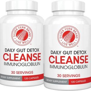 Silver Fern Cleanse – Daily Gut Detox – 2 Bottle – 240 Capsules – 60 Day Supply – Immunoglobulin G, A & M -(IgG, IGA, IgM) – Digestive System Detoxificaton & Immune System Support – Postbiotic
