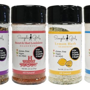 Simple Girl Gourmet Seasoning Set With Sea Salt – Sugar Free – Vegan and Diabetic Friendly – Carb Free – Gluten Free – MSG Free